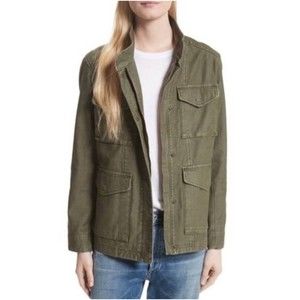 Vince Women's Jacket XSmall Military Canvas Olive Green Utility Pockets Travel